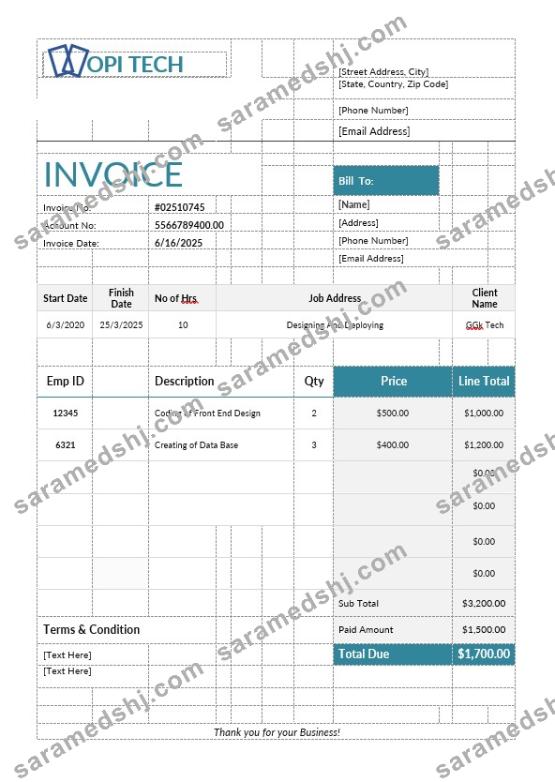 Job Invoice Template